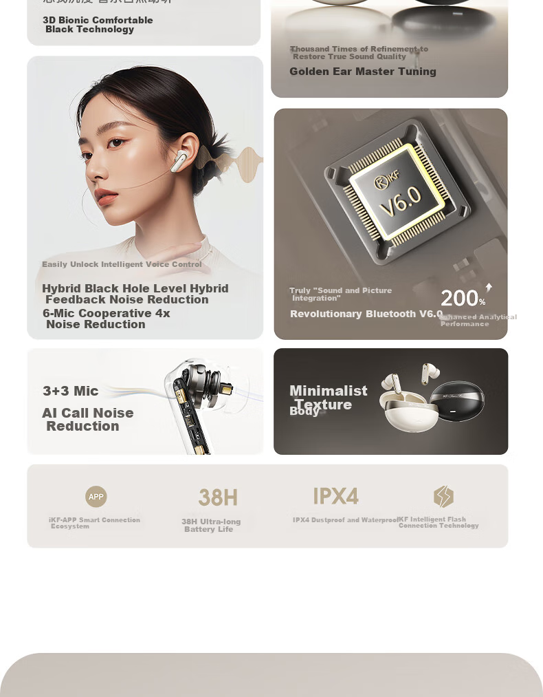 IKF C01 Clip-On Bluetooth Headphones, Wireless Open-Style Bone Conduction, Not In-Ear, for Running And Sports, AI Calling, Noise Reduction, Long Battery Life, Suitable for Huawei And Xiaomi, Midnight Black 7