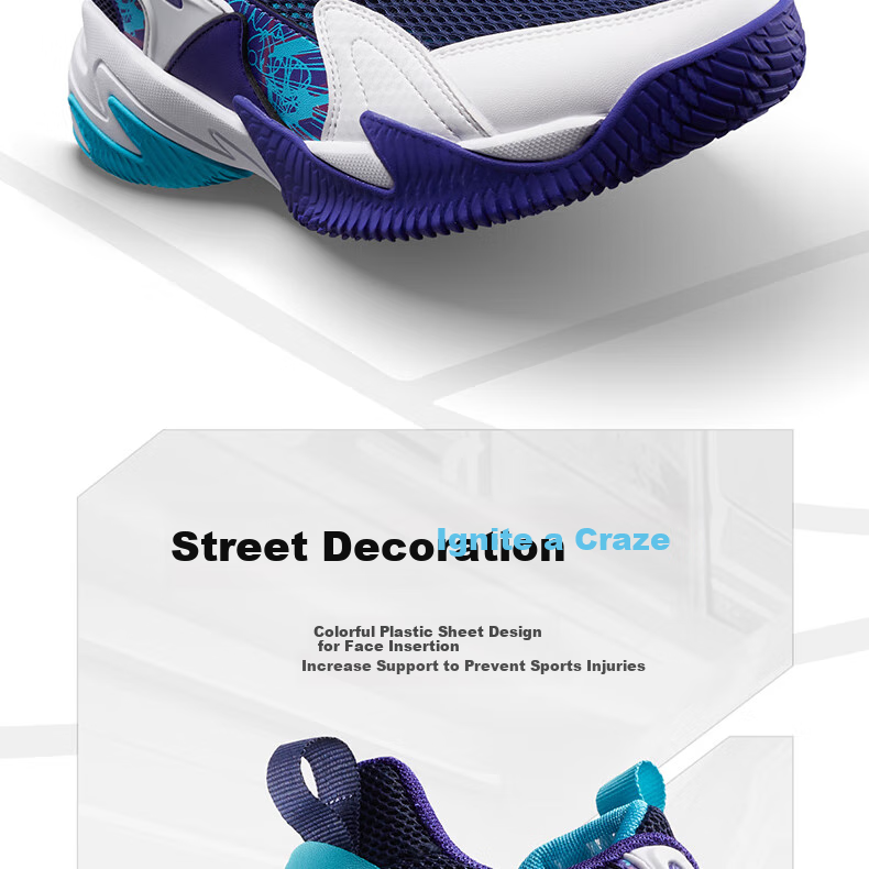 361° Children's Sports Shoes, All-Season Youth Basketball Shoes, Durable Training Sneakers with Rotary Buckle, Blue, Size 35 22