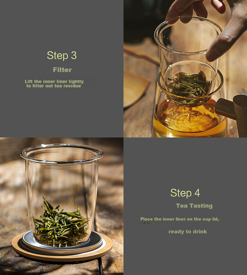 CLITON Thickened Heat-Resistant Glass Tea Cup with Filter, Tea-Water Separation, Home and Office Red and Green Tea Cup, Tea Ceremony Cup 12