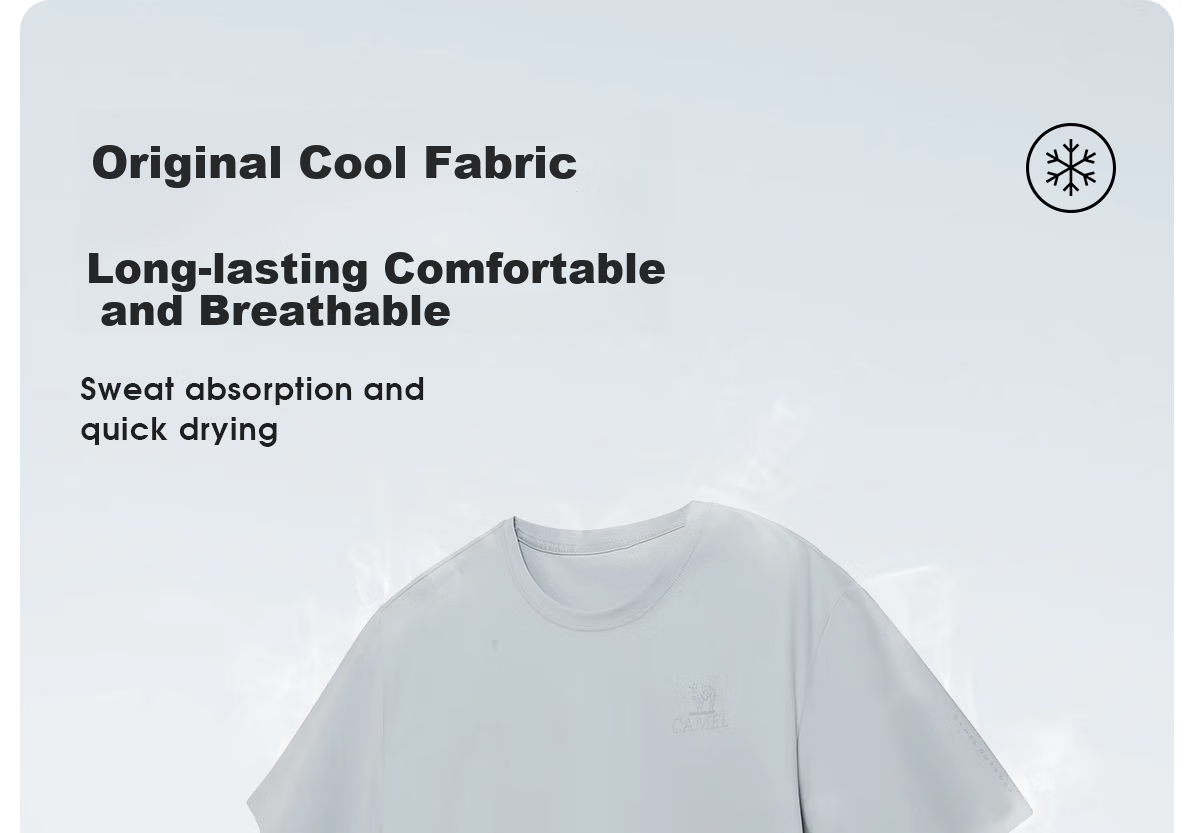 CAMEL Outdoor Quick-Dry T-Shirt for Men, Spring And Summer Short-Sleeve Round Neck Original Yarn Cool-Feeling Sun Protection Breathable Sweat-Absorbing Sports T-Shirt for Women, M 17