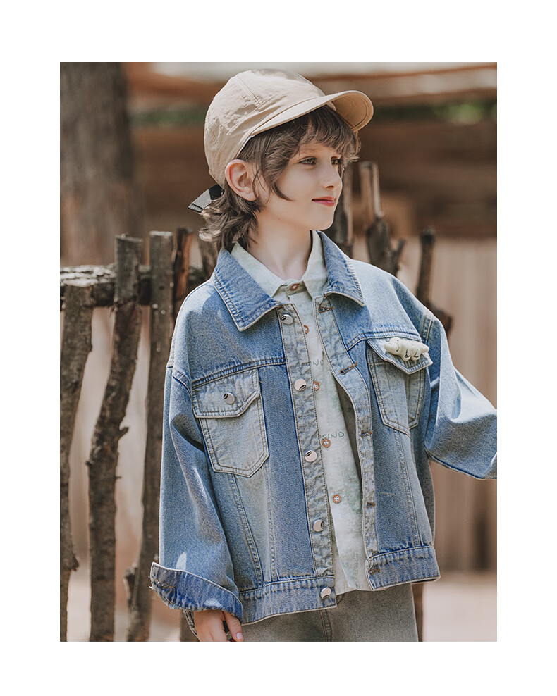 MOMOCO Boys' Denim Jacket, Children's Trendy Cool Outerwear for Fall 2026, Blue, Size 10, Color 105 8