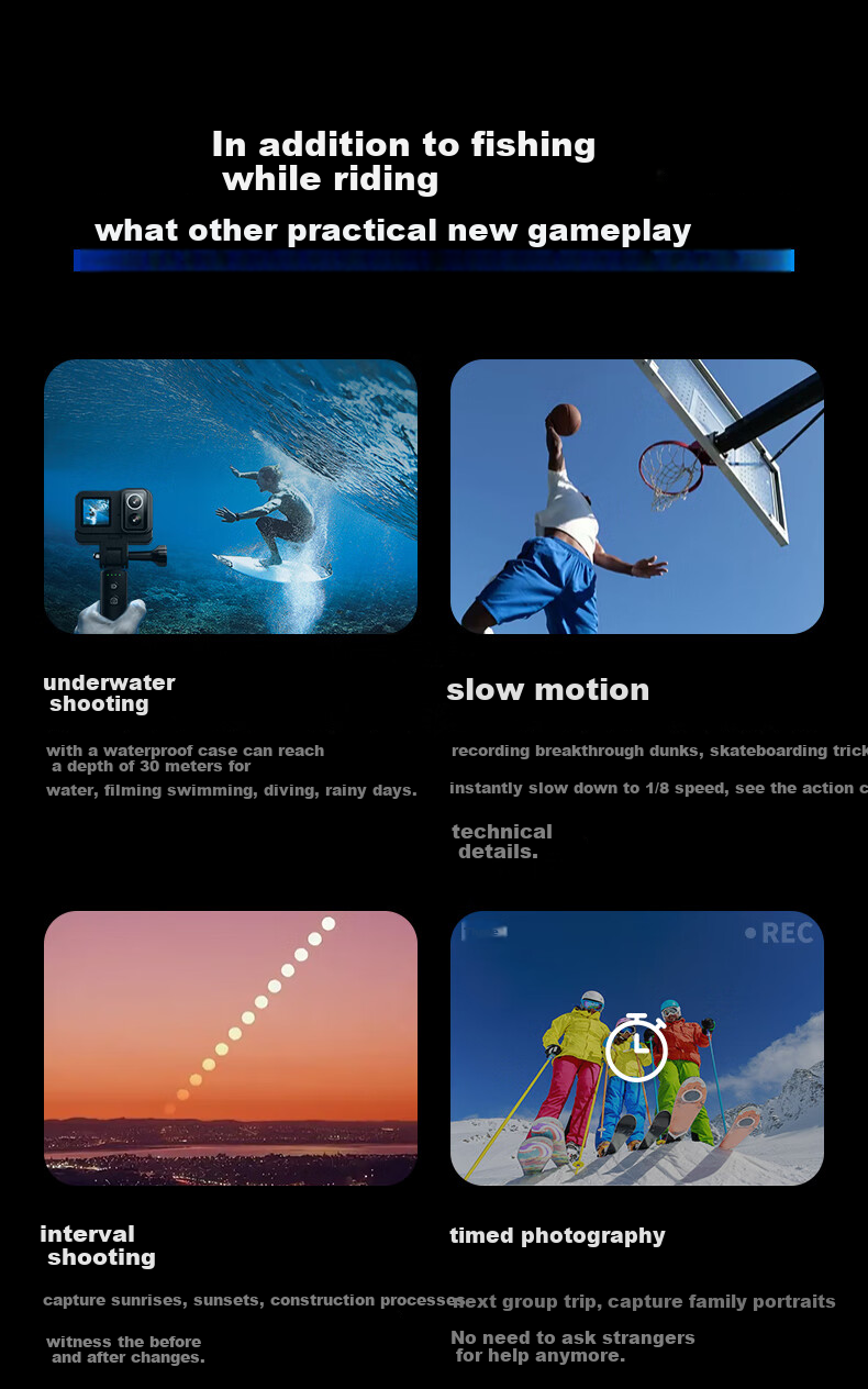SJCAM Suying SJ20 Long-Lasting Version Night Shooting Dual Lens Anti-Shake Waterproof Action Camera Motorcycle Helmet Riding Recorder Outdoor Live Streaming Pre-Recording Vlog Fishing Camera 64 17