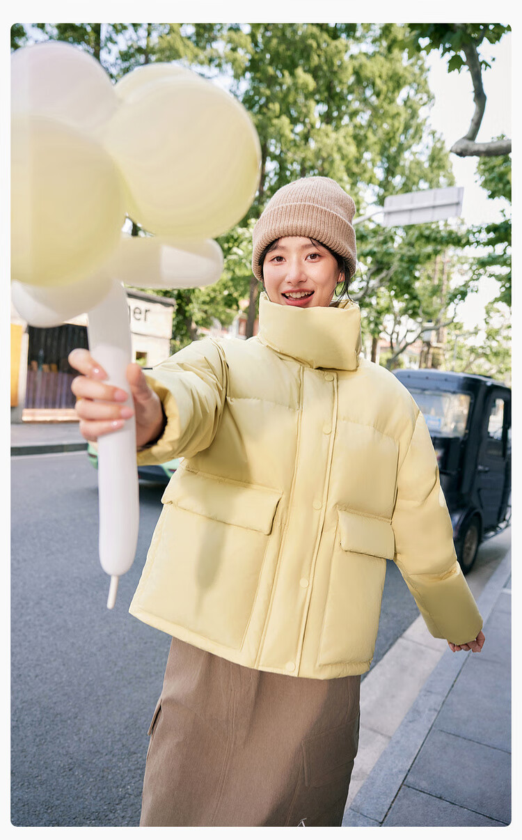 Xuezhongfei 2025 Autumn New Women's Short Straight Collar Colorful Down Jacket Warm Versatile Comfortable Coat 25