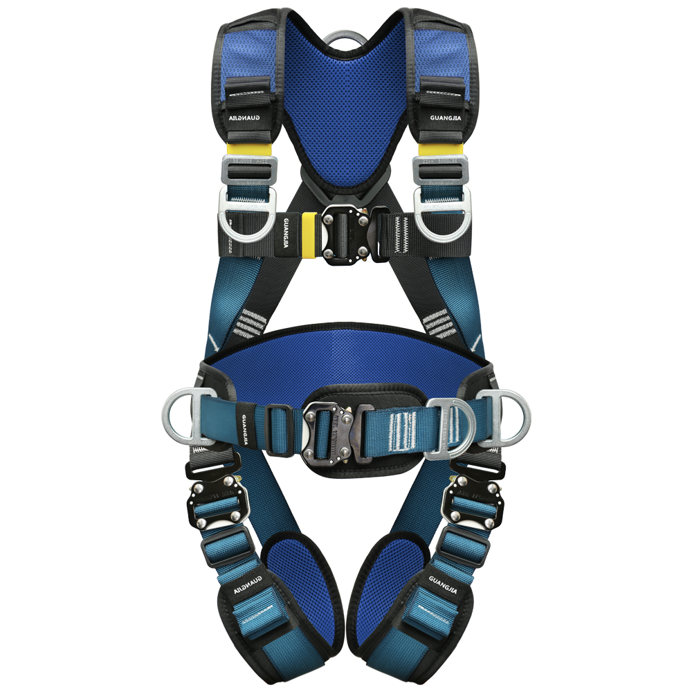 Guangjia Full Body 5-Point Safety Harness High-Altitude Work Safety Rope Quick-Release Air Conditioner Installation Genuine GJ251 GJ251 Safety Harness with Shock Absorber Double Large Hooks 2m