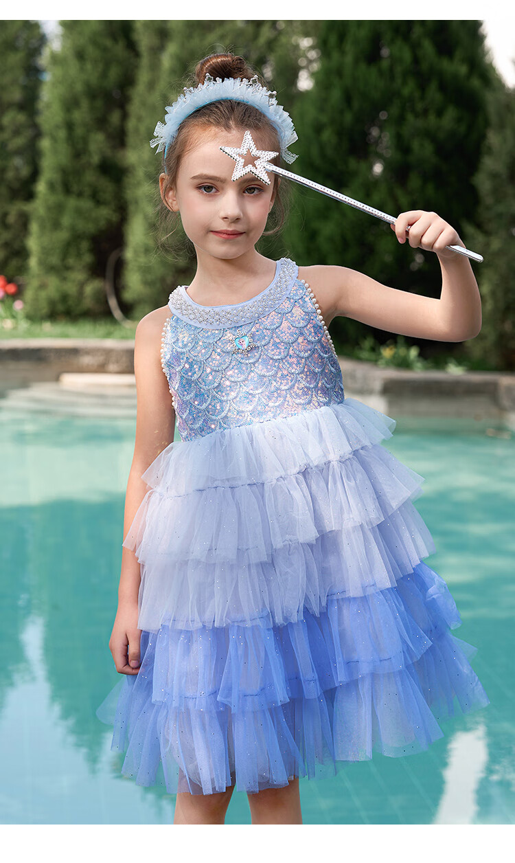 Disney Elsa Girls' Spring Princess Dress New 2026 Kids' Dress 6