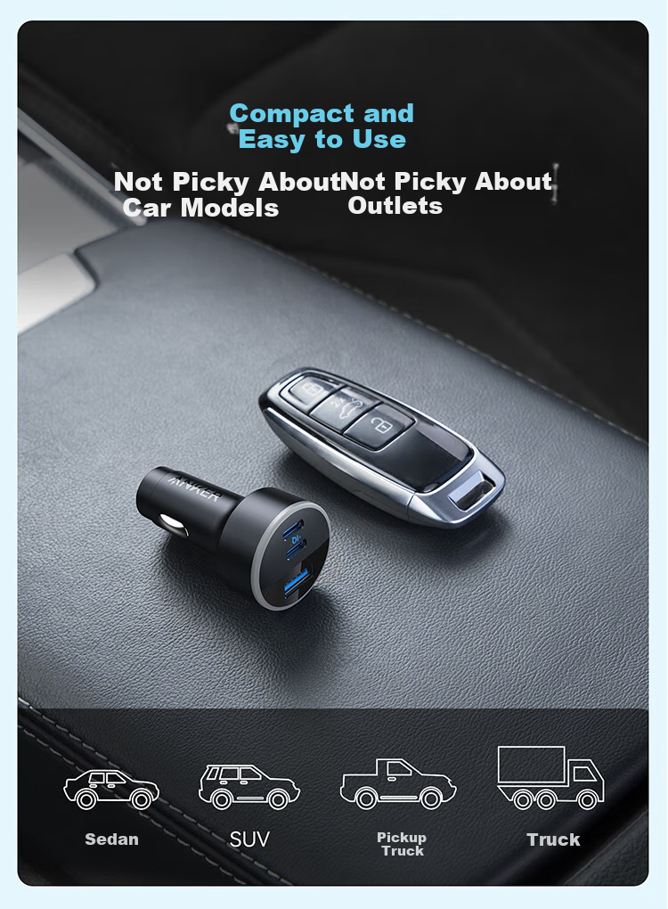 ANKE Car Charger, 67W Car Cigarette Lighter Fast Charging Adapter, Three-Port High-Power Car Charger, Compatible with Huawei, Xiaomi, Apple 18/17 Android Phones And Laptops, Black 9