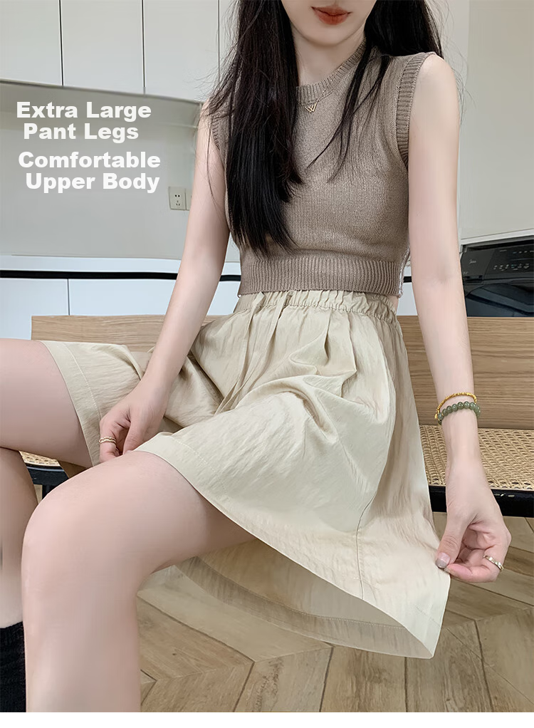 Freedom Style Ice Silk Women's Shorts 2026 Summer New Petite Outerwear Five-Point High Waist Slim Loose Casual Sports Pants 8