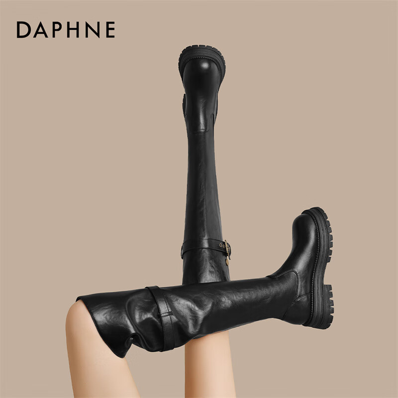 DAPHNE Winter Knee-High Riding Boots Thick Sole Tall Boots Women 4024605074 Black 38