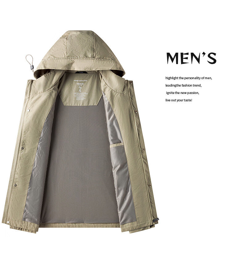 ROMON Spring Autumn Fashion Hooded Jacket Men Simple Business Versatile Outdoor Casual Jacket Coat 5