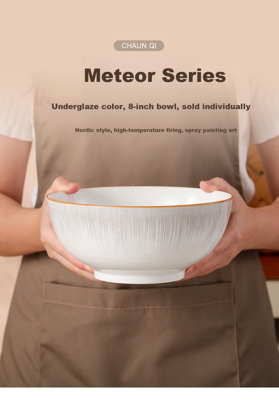 Chuanqi Ceramic Bowls, Soup Bowls/pasta Bowls, 8 Inches, Set of 2, Underglaze Colored Dou Bowls, Chinese Simple Style, Xuan Yue 1