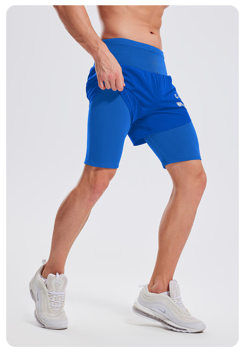 Cosleaf Men's Running Sports Shorts Summer with Liner Training Five-Point Pants Professional Waist Bag Pocket Marathon Fitness Pants 27