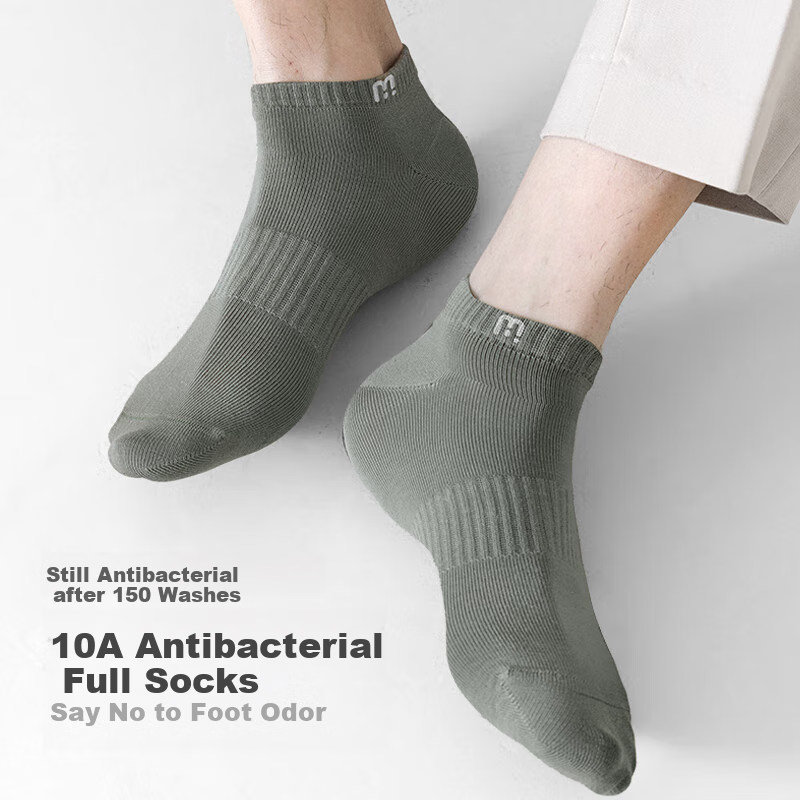 Mianxiaolian Men's Short Socks, Summer Thin Style [100% Pure Cotton 10A Antibacterial And Odor-Resistant], Thin Boat Socks, Short Tube, 6 Pairs