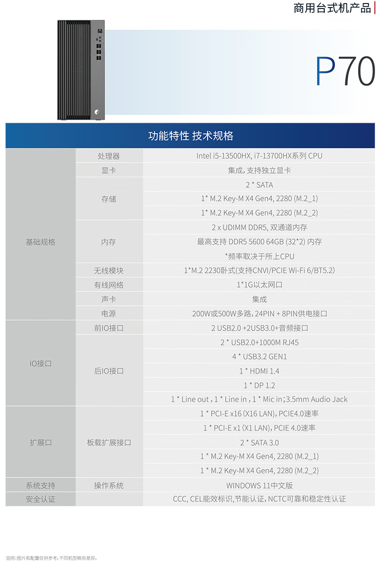 MECHREVO Wujie P70, Standard Voltage Core I7-13700HX, 16GB RAM, 1TB SSD, Integrated Graphics, WiFi6, Bluetooth, Commercial Office Internet Learning Desktop Computer Host 4