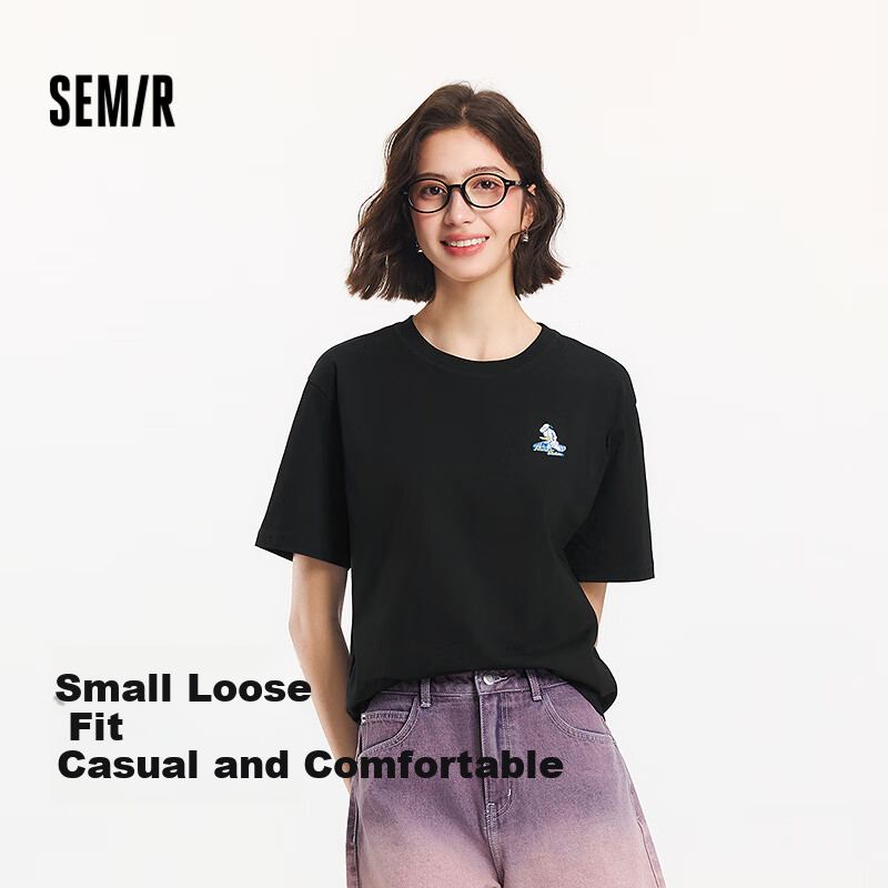 Semir [Colorful Cool-Feeling T-Shirt] Women's Short-Sleeve T-Shirt, Mid-Length, Loose-Fitting, Comfortable Embroidered Top, 109324100007
