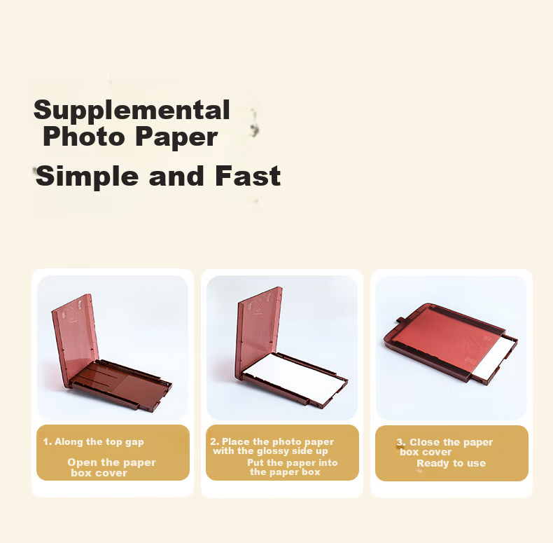 Huiwei Compatible with Fujifilm PSC2D Xiaoqiaoyin II Digital Photo Printer Second Generation Film Paper Photo Consumables Pack: 6-Inch Ribbon + 40 Sheets of Photo Paper 7