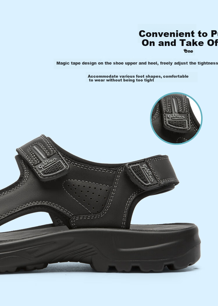 Goldlion Men's Shoes, Summer New Style Men's Sandals, Lightweight Comfortable Outdoor Beach Shoes, G596520048AAF, Black, Size 38 2