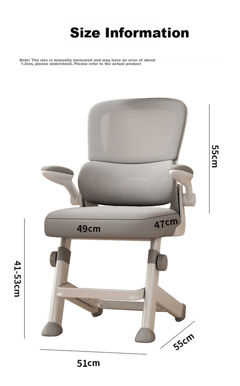 Zhuobo Computer Chair, Home Study Chair, Adjustable Height Chair, Seat Chair with Backrest, BT25 Gray, Height Adjustable 13