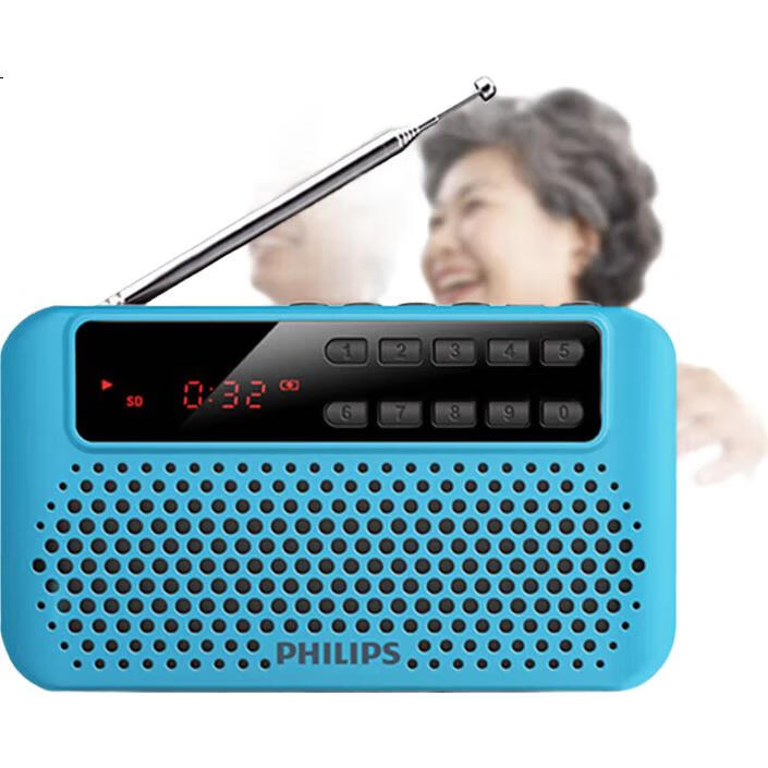 Портативный FM-радиоприемник PHILIPS SBM120 с MP3-плеером, карманный, синий
