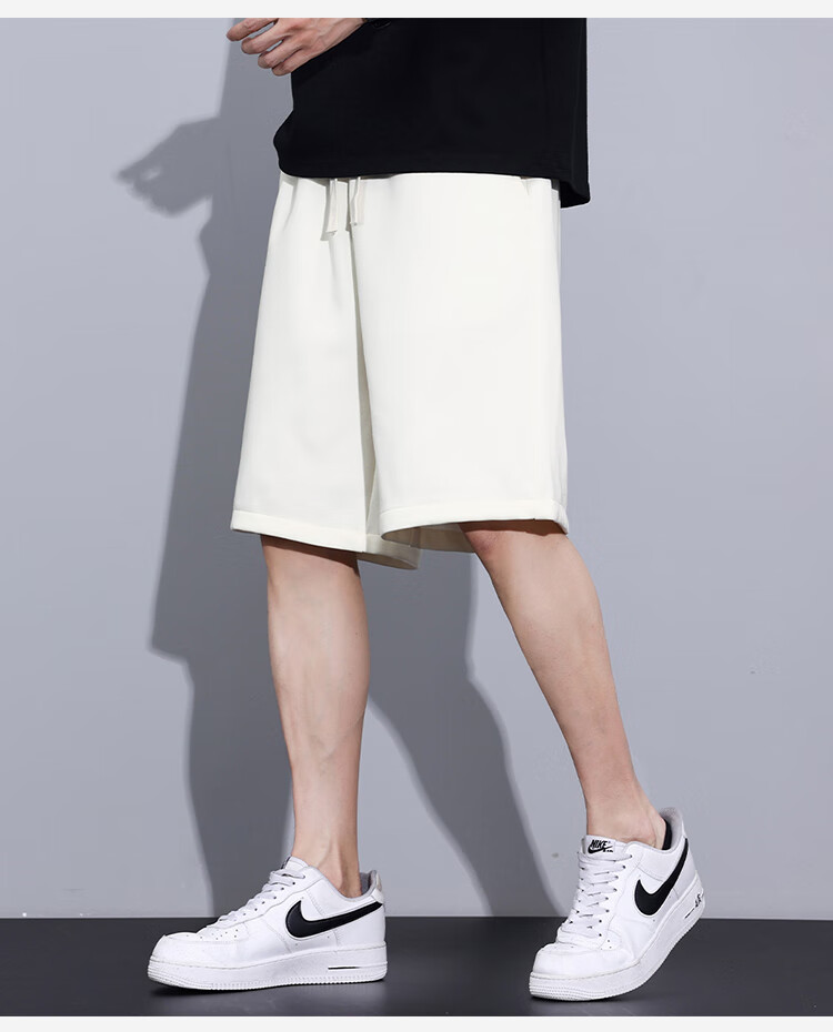 Yipintiancheng 2025 Summer Heavyweight Sports Shorts, Comfortable Solid Color Knee-Length Pants, Large Size Loose Versatile Trendy Casual Mid-Length Shorts 6