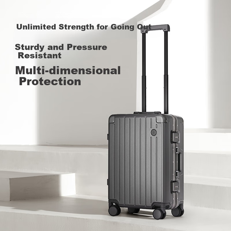 JD Original Borderless Aluminum Frame 28-Inch Large Capacity Suitcase for Men And Women, Carry-On Luggage with Password Lock, Next-Day Delivery, Twilight Black