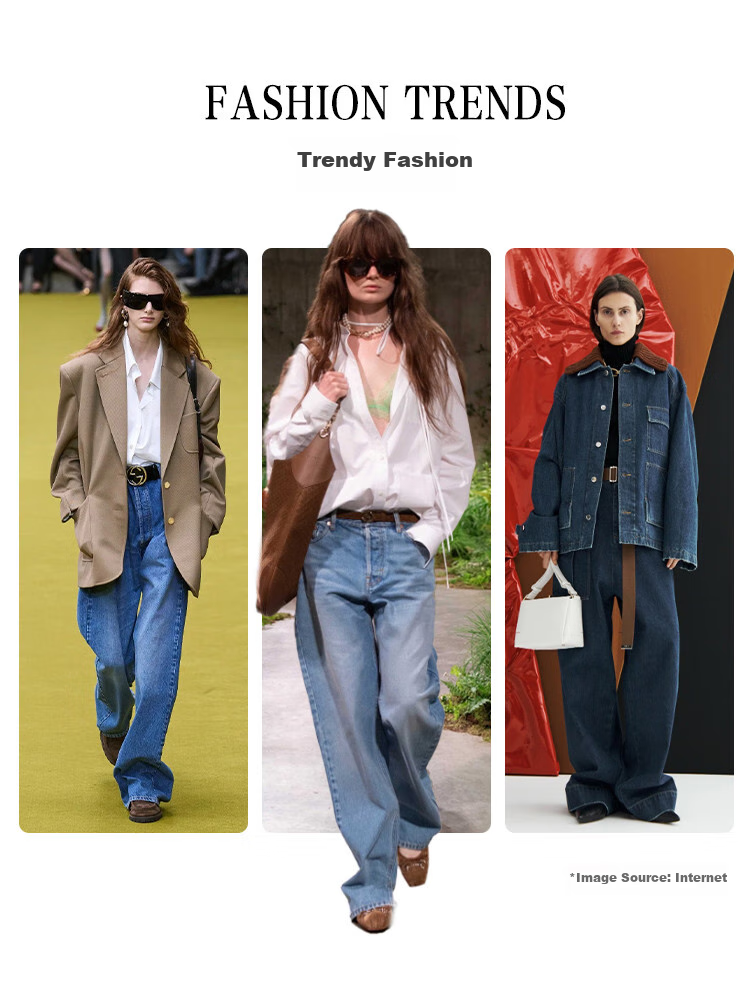 Dme [Stylish Companion] Spring And Autumn Loose Slat-Shaped Semicircular Line Slimming Jeans for Wome 4
