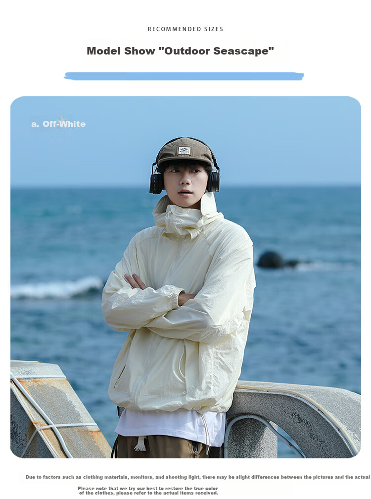 Homlean Outdoor Hiking Sun Protection Clothing for Men, Summer Lightweight Cool Breathable Workwear Jacket HL16 Off-White S 9