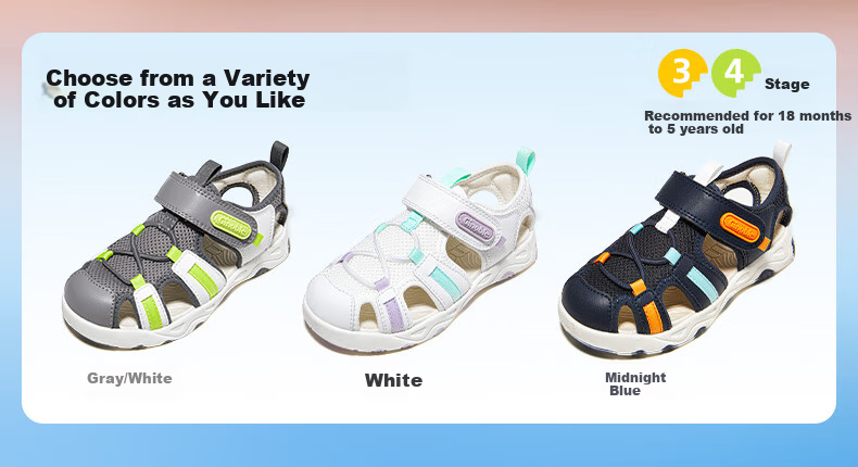 Ginoble Baby Toddler Soft Sole Breathable Sandals Functional Shoes GW1735 White Summer 2025 Unisex 2