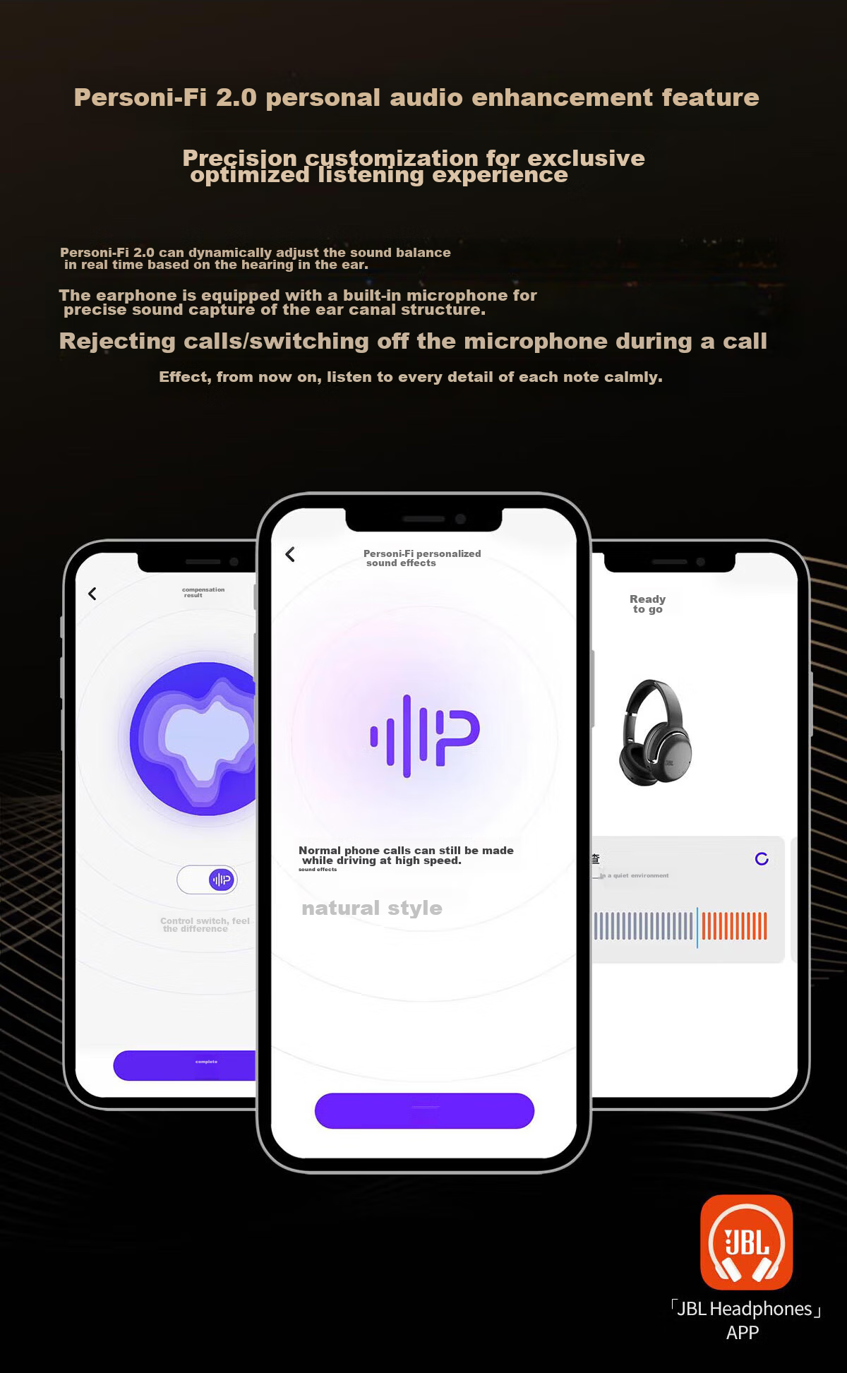 JBL TOUR ONE M2 Wireless Bluetooth Headphones, Long Battery Life, Active Noise Cancellation, Hi-Res Certified, Music Earphones, High-End Travel Commuter Headset, Champagne Gold 6