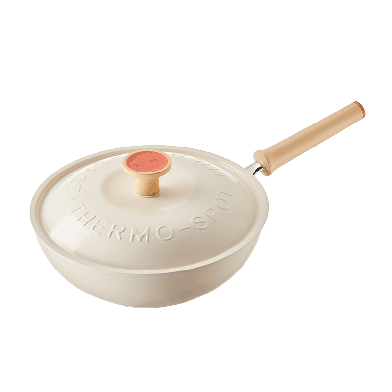 SUPOR 28cm Lightweight Red Dot Non-Stick Frying Pan Multi-Functional Flat Bottom Skillet EJ28QLP01