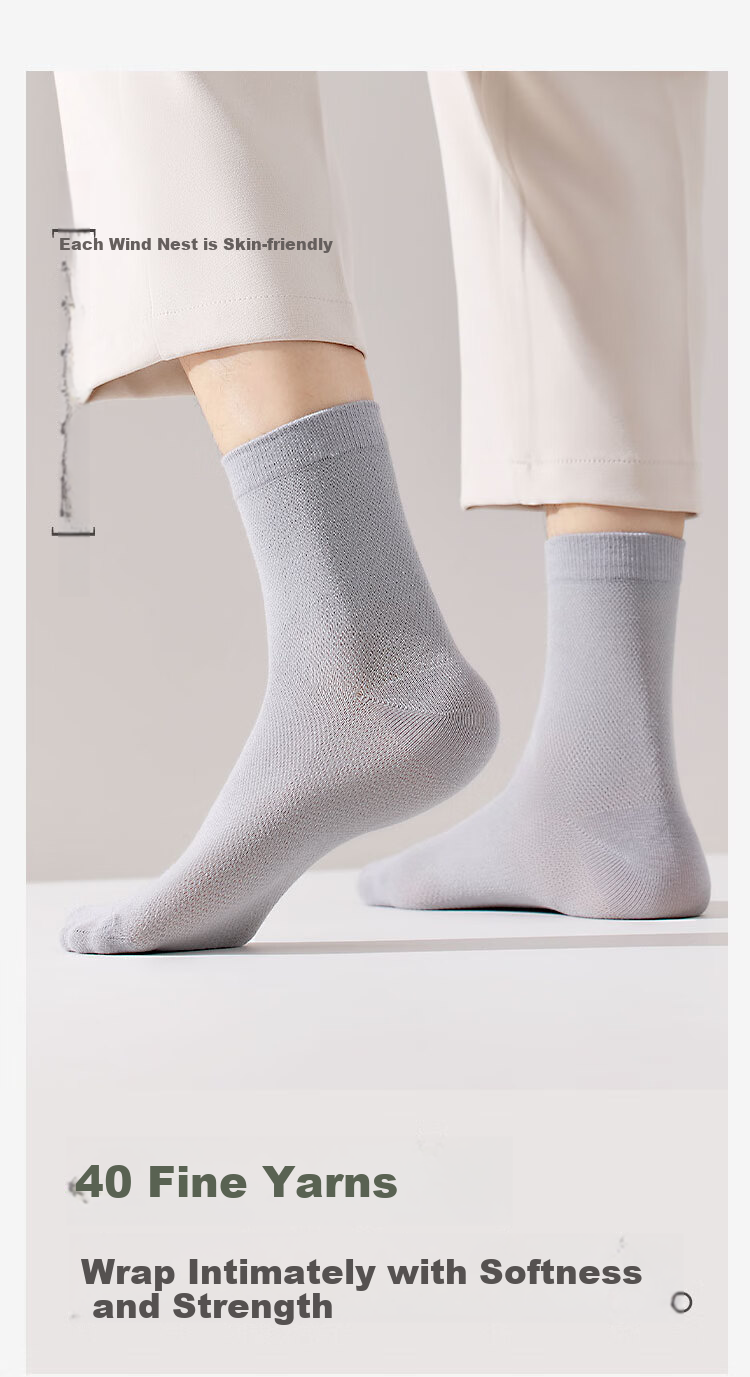 Yiershuang [100% Pure Cotton] Socks for Men, Summer Mesh Socks, Spring And Summer 50S Comfortable Sweat-Absorbing Mid-Calf Socks, 6 Pairs Mixed Colors 12