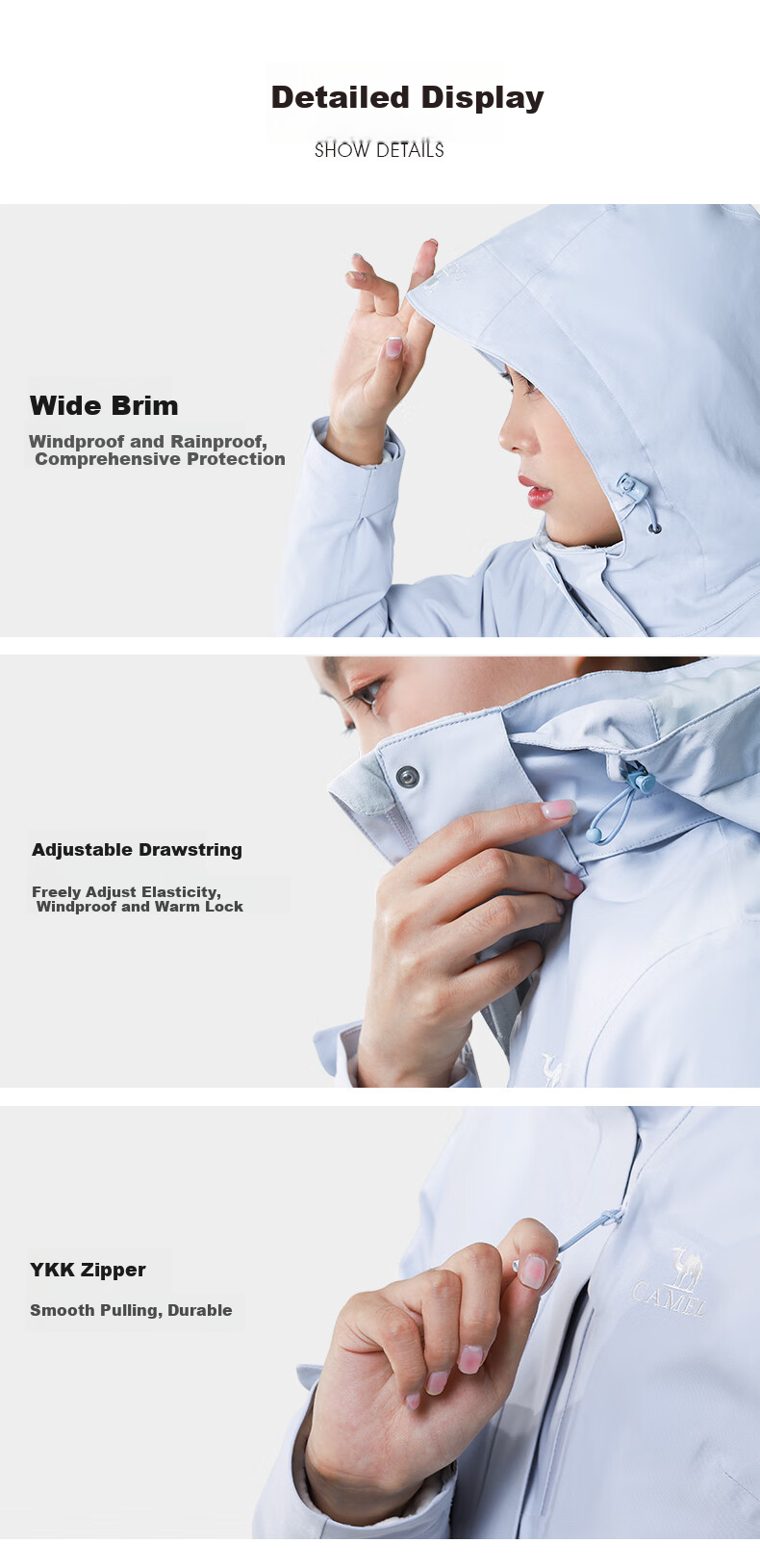 CAMEL Outdoor Jacket, Three-In Fleece-Lined Thickened Waterproof Couple's Style Coat, Mountaineering Clothing, A9W214119A 25