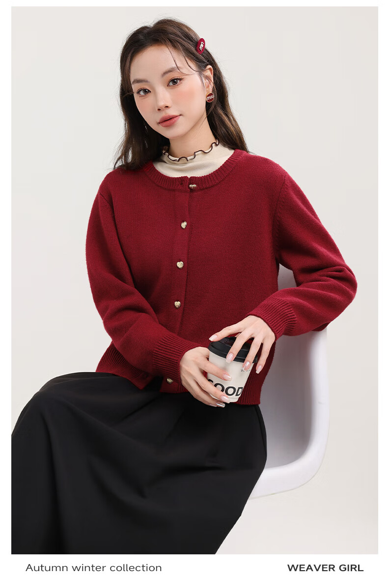 MJ STYLE Round Neck Sweater Jacket for Women 2026 Autumn Winter New Soft Warm Chanel Style Knitwear Top 3