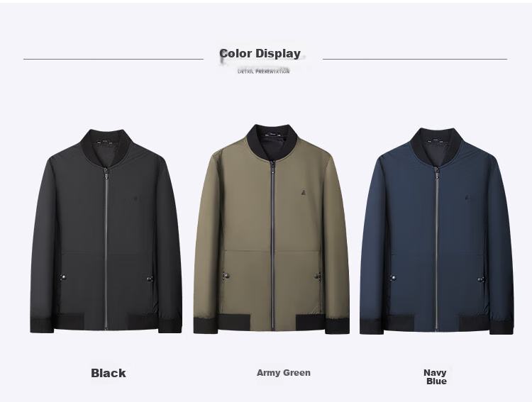 FIRS Jacket, Wear-Resistant And Wrinkle-Resistant Baseball Collar Coat for Men, Spring And Autumn Business Casual Short Style, Smooth Breathable Zipper Cardigan Men's Clothing 9