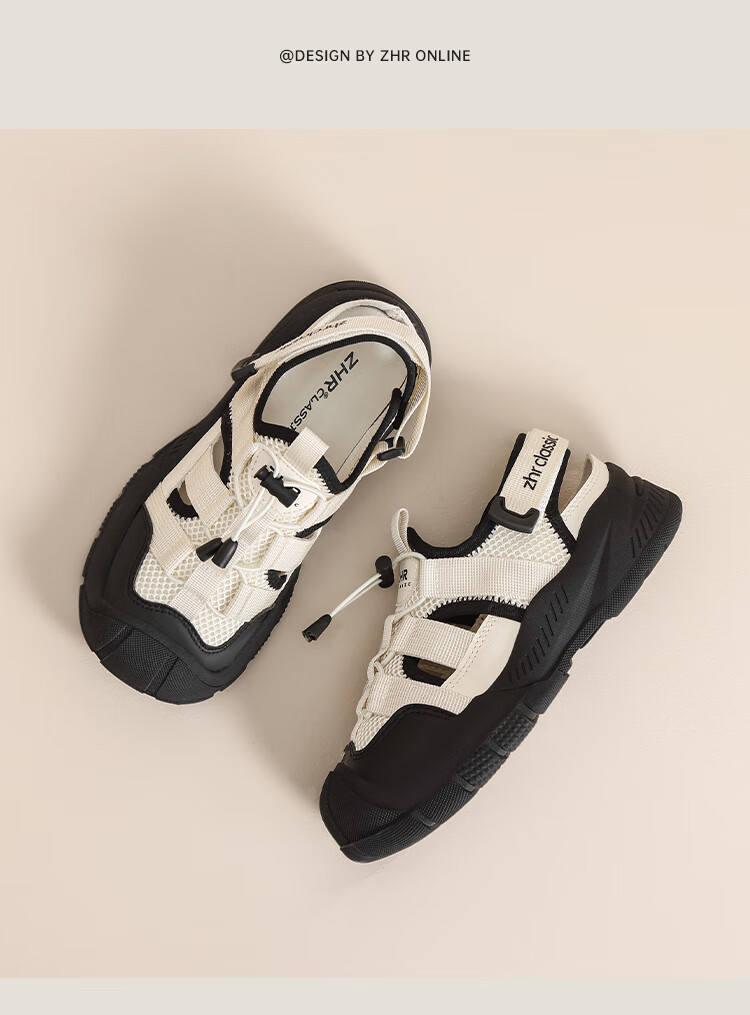 ZHR Women's Summer Outdoor Hollow Sports Sandals New Non-Slip Breathable Hiking Shoes KS102 Beige Size 40 8