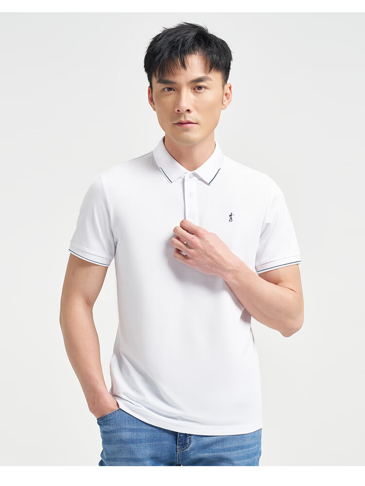 Caizi Men's Polo Shirt Short Sleeve Summer Business New Xinjiang Cotton Breathable Cool Color-Block Collar T-Shirt Versatile Top 8