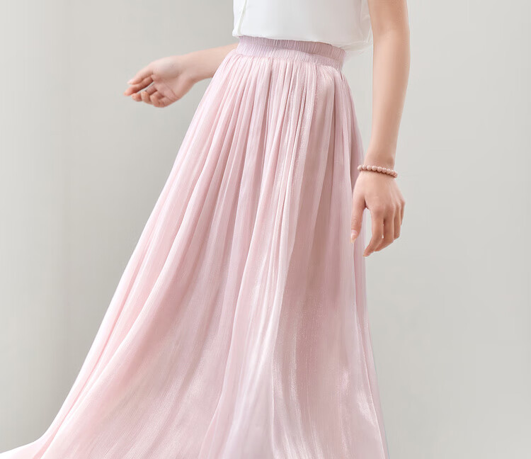 Shangdu Bila Light Luxury Draped A-Line Skirt for Women Summer High-End Slim Elegant Shimmer High Waist Mid-Length Skirt 7