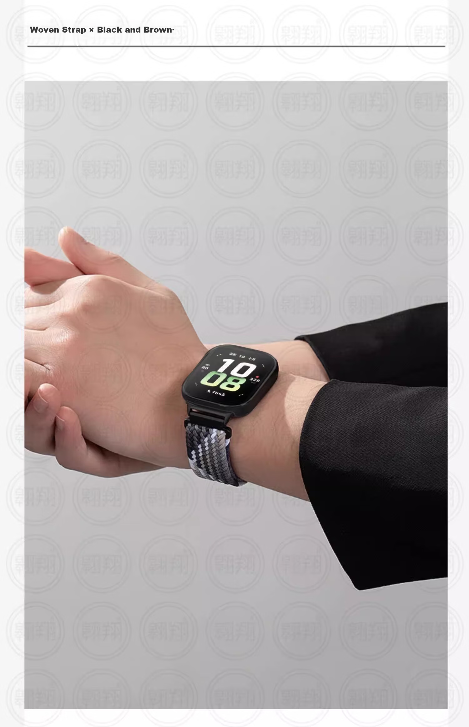 CHENSONG Compatible with HONOR Watch 5 Strap, Braided Style with Folding Clasp, Nylon Loop Wristband, Black Chocolate 17