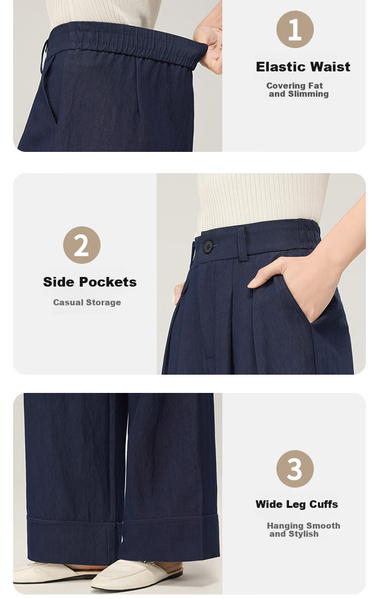 BOPRUIEY Women's High-Waist Casual Pants 2025 Autumn New Straight-Leg Loose Versatile Premium Draped Wide-Leg Trousers 8