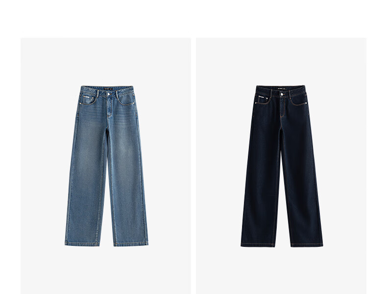 Chuyu Focus Acetate Puff Soft Denim Women's 2025 New Mid-Waist High Street Embroidered Wide-Leg Pants Sky Blue 28 38