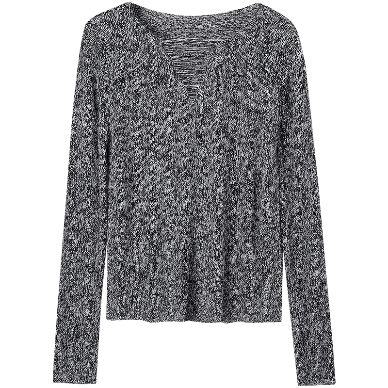 Demana ăDowny Wool Blendă Autumn Design V-Neck Yarn Knit Sweater for Petite Women
