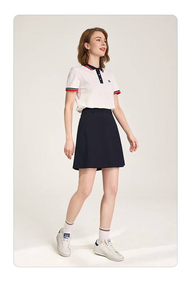 ELLE ACTIVE Casual Sports Short Sleeve Polo Shirt Women Commuter Versatile Color Block Slim Fit Collared Top White 2XL 11