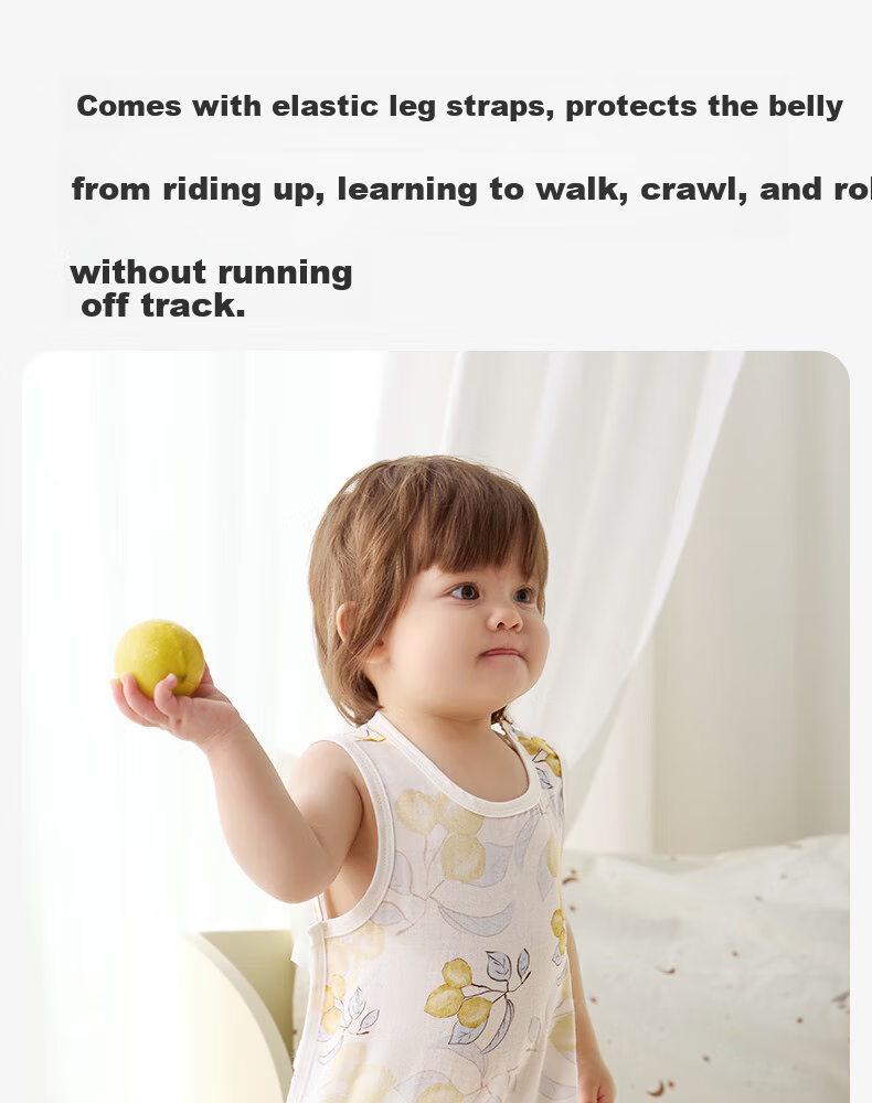 Shiyuejiejing Baby Romper, Summer Thin Style, Bamboo Cotton Gauze Half-Back Belly Pocket, Unisex Children's Bodysuit Vest 15
