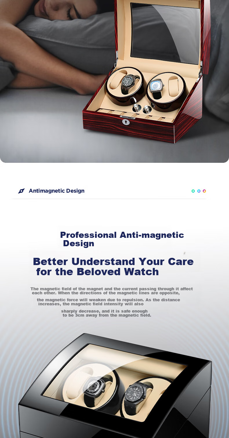 M&Q Watch Winder, Mechanical Watch Rotator, Watch Storage Box, Rotating Display Stand, Gift for Boyfriend, Girlfriend, Anniversary, Father's Day 5