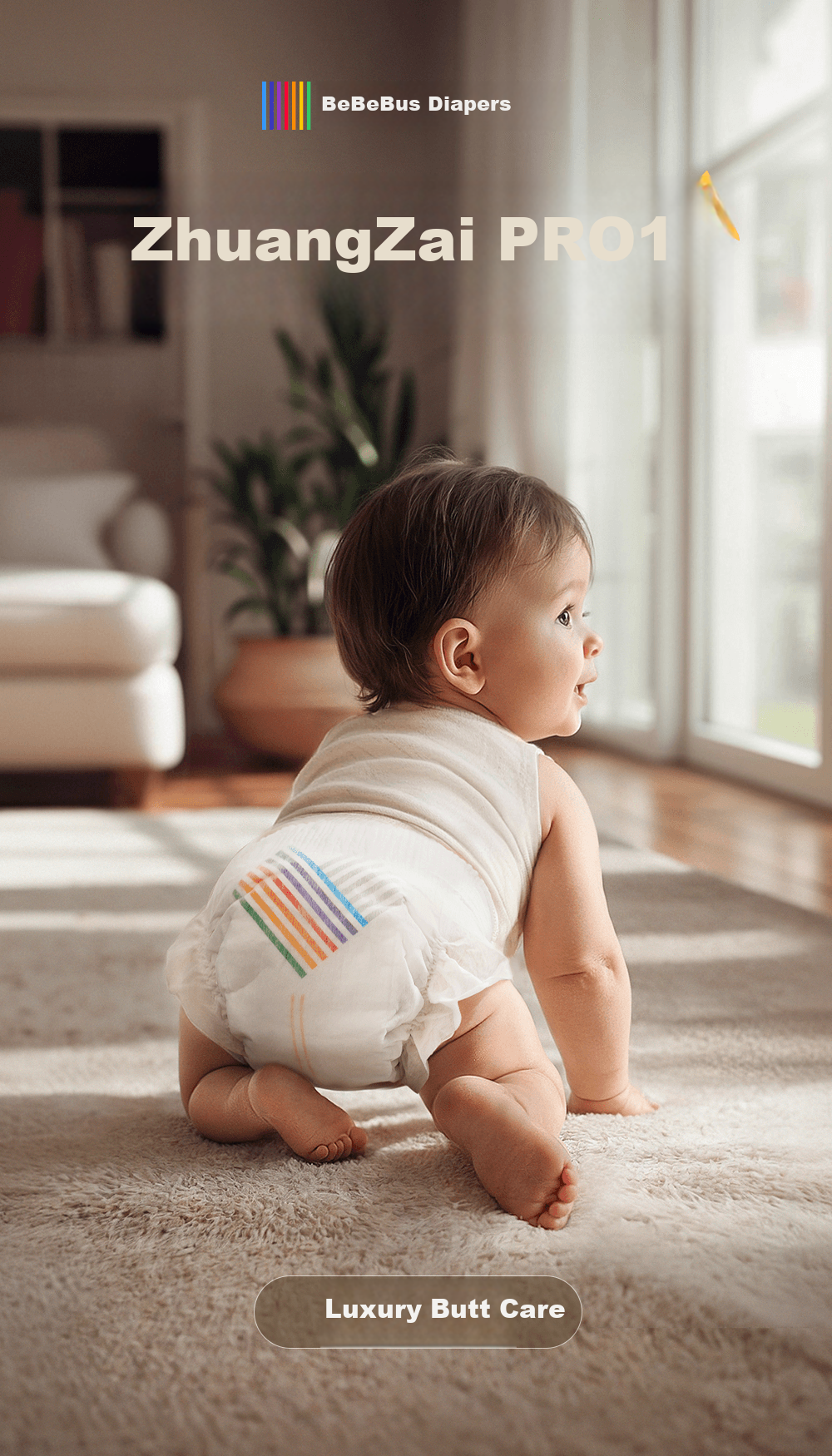 Bebebus [No Carbamide Found] Zai Pro Diapers NB60, Newborn Baby Sleep Pants, All-Night Comfort 2