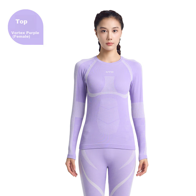 UTO Merino Wool Quick-Dry Top for Women, Outdoor Skiing Sports Daily Warm Underwear, Vortex Purple Top S