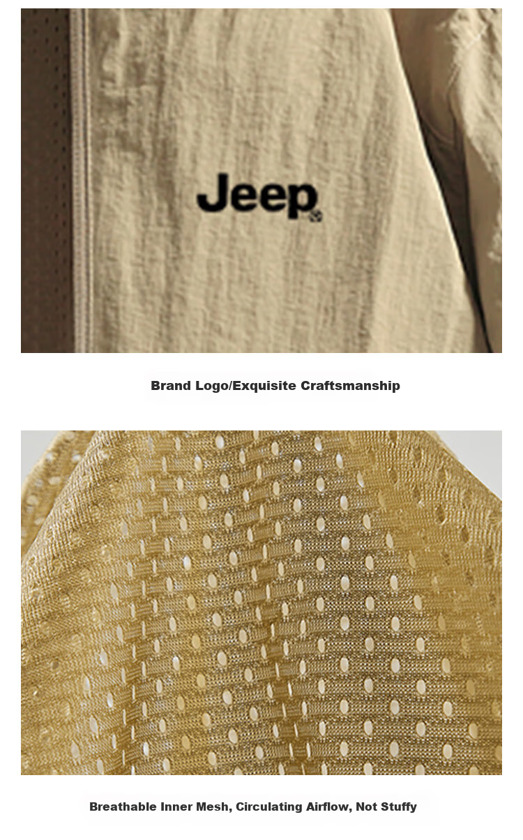 JEEP Men's Jacket, Spring And Autumn Baseball Jacket, Loose Stand-Collar Coat for Men, Sportswear, Men's Size 152-1, Khaki Color, Size L 4