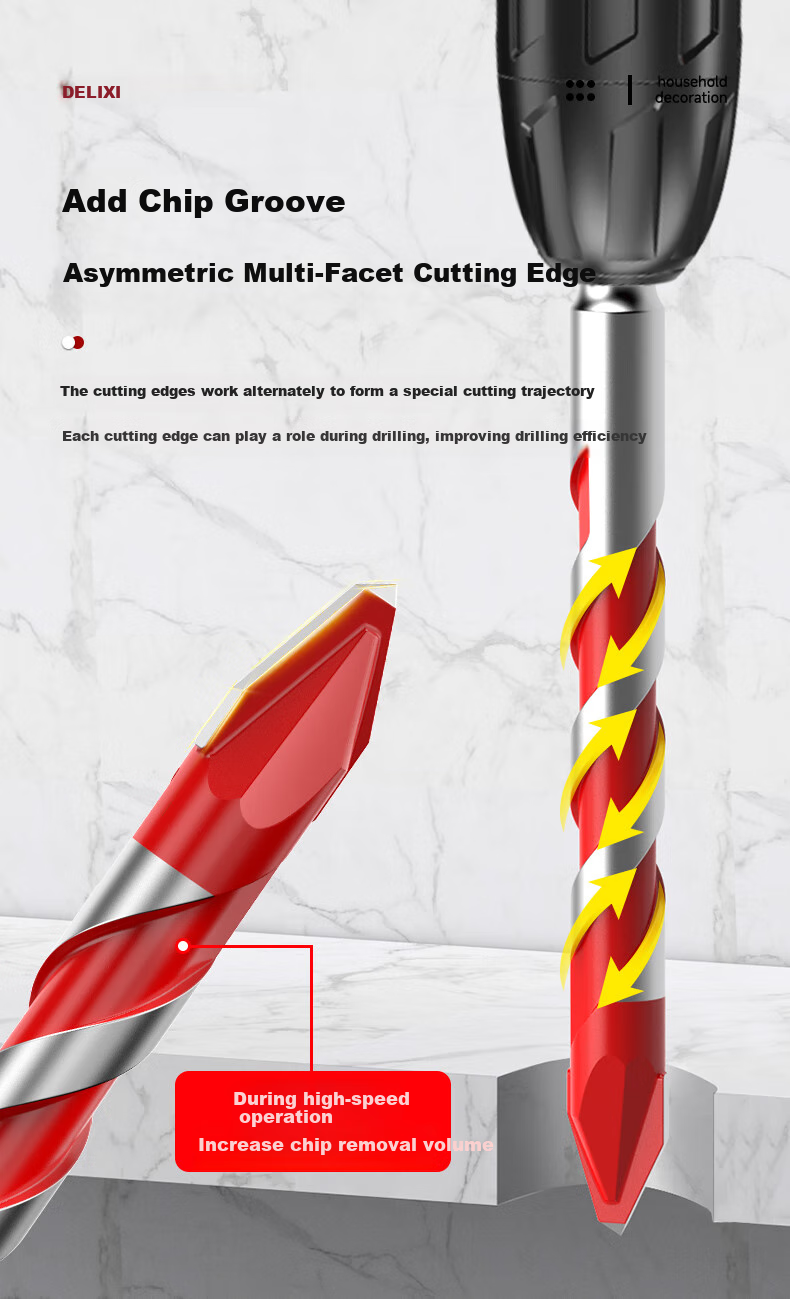 DELIXI ELECTRIC Multi-Purpose Eccentric Drill Bit, Concrete Triangular Drill, Super Hard Alloy Angled Head, Tile Drill Bit [6mm], 1 Piece 6