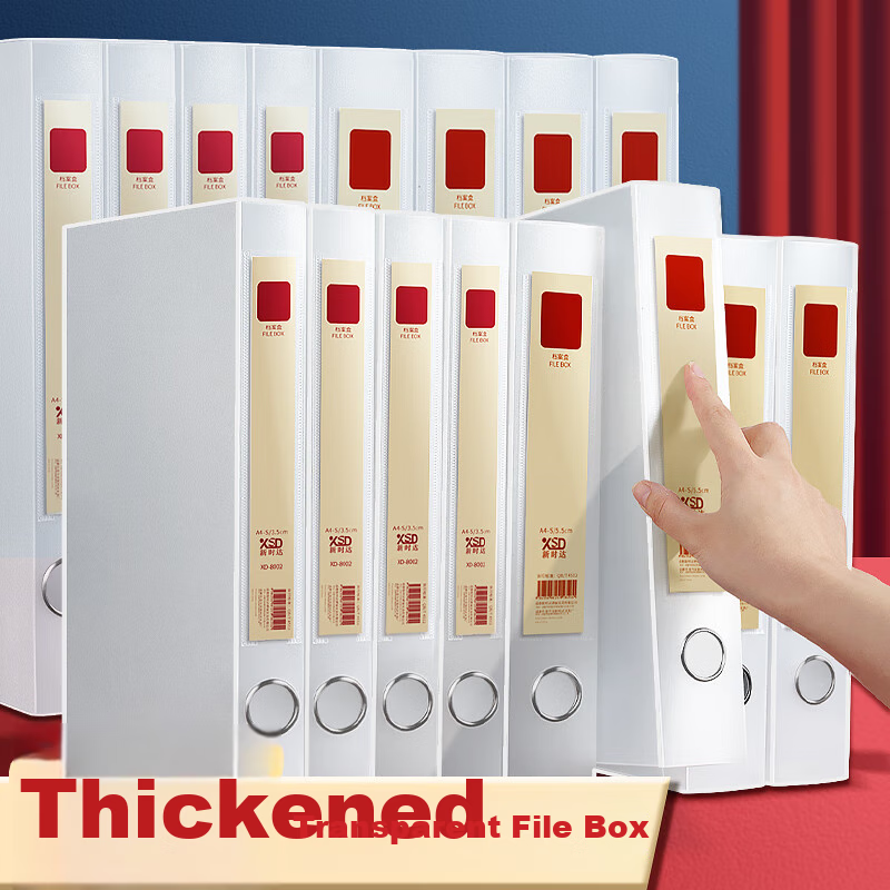 Xinshida 5-Pack 35mm Transparent File Boxes, Plastic A4 Storage Boxes, Thickened Office Filing Boxes, Large Capacity Vertical Document Storage Boxes for White Papers And Contracts, PP Material 1