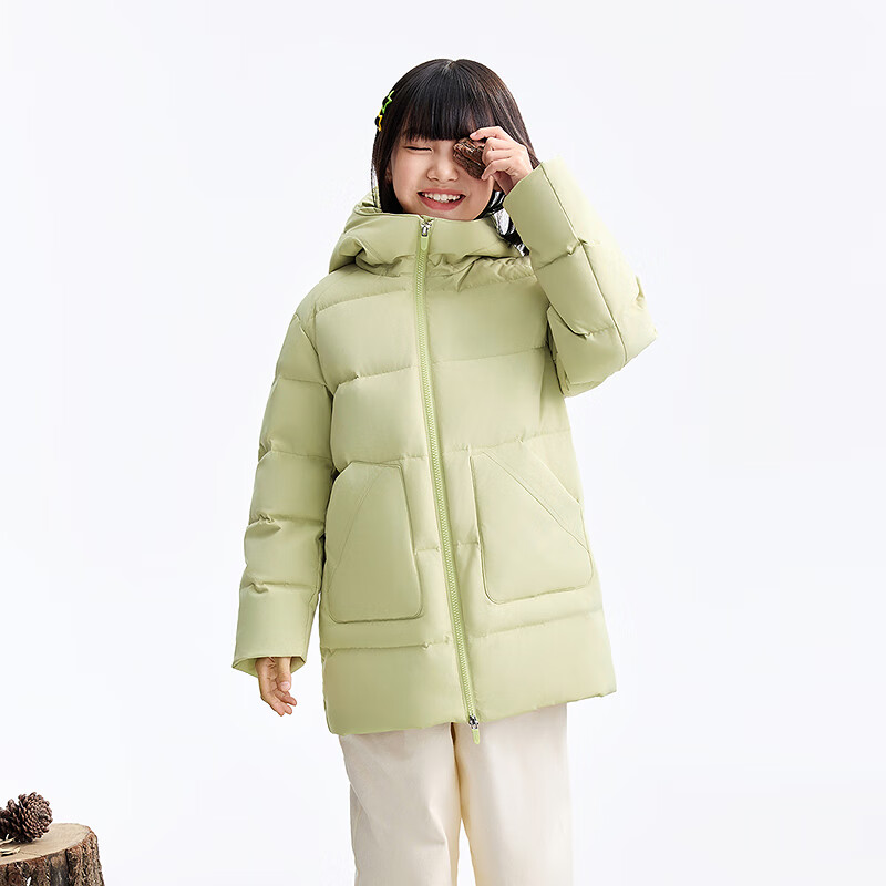 Annil Kids Boys and Girls Thermal Mid-Length Down Jacket 2025 Winter New Cold-Resistant Snow Willow Green 110