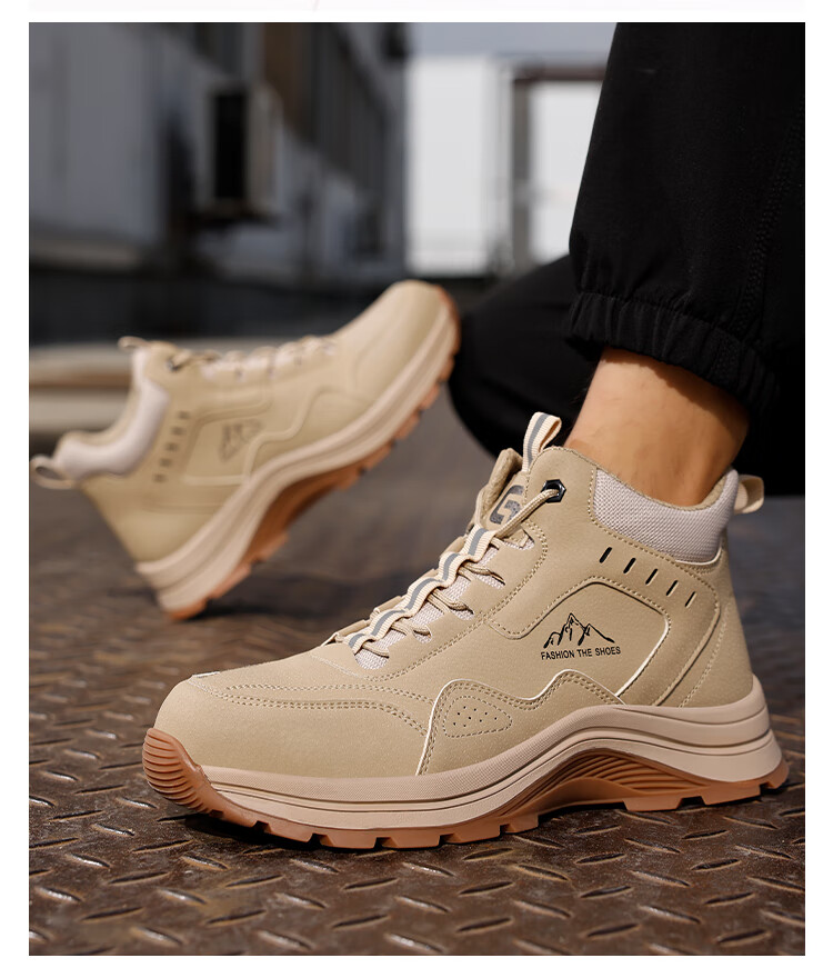 Jingtu Men's High-Top Safety Work Shoes Steel Toe Waterproof Anti-Puncture Comfortable Winter Construction Safety Shoes 5039G Size 38 6